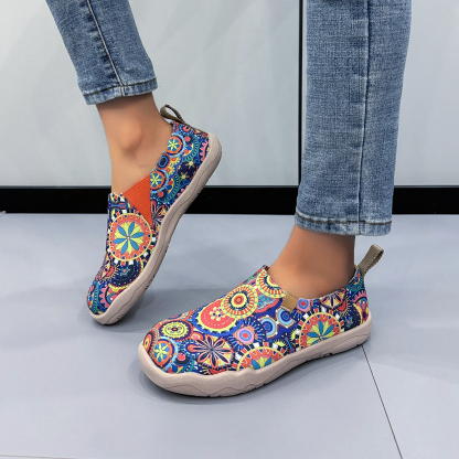 🥿50% OFF !!!✨Clearance!!✨Women's Everyday Wide Toe Arch Support Floral Canvas Slip-On Walking Shoes - Proven Plantar Fasciitis, Foot and Heel Pain Relief