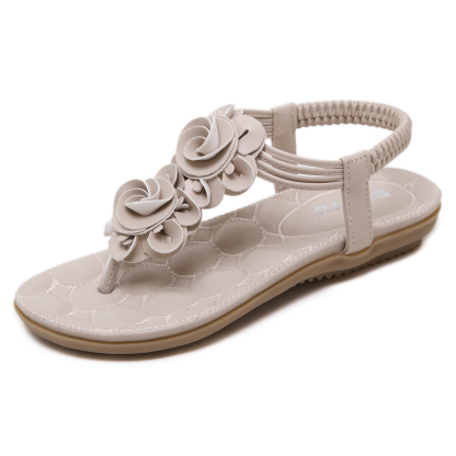 🌸🎉Spring Sale 50% OFF✨⏳Women's Flat Sandals Dress Shoes Ankle T-Strap Thong Elastic Comfortable Flip Flops Beach Sandal for Women - Conforms To The Human Body And Reduces Foot Pressure