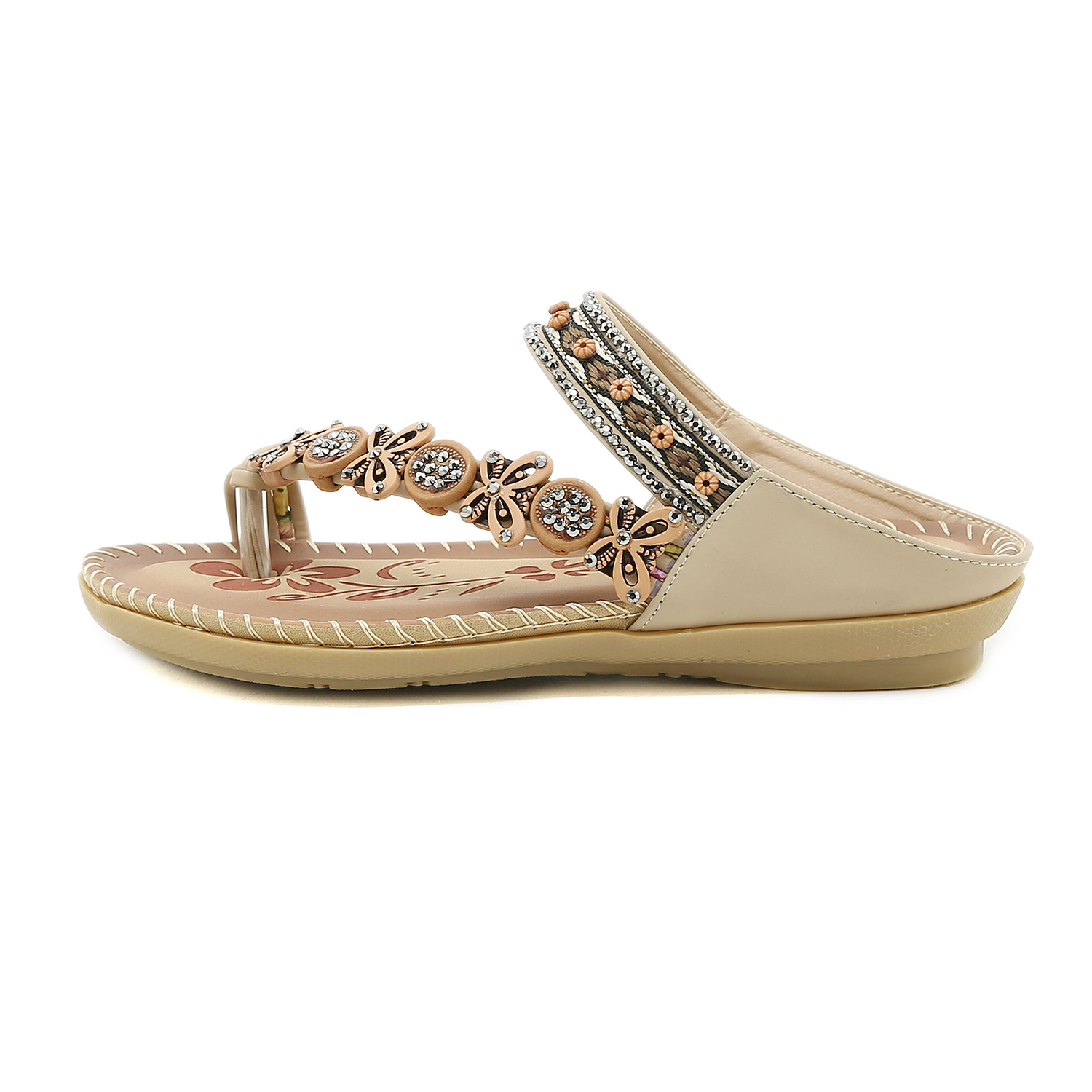 🌸🎉Hot Sale 50% OFF✨⏳Womens Sandals Flats Shoes: Comfortable Bohemian Beaded Dressy Flat Casual Ankle Strap Elastic Slip on Beach Sandal