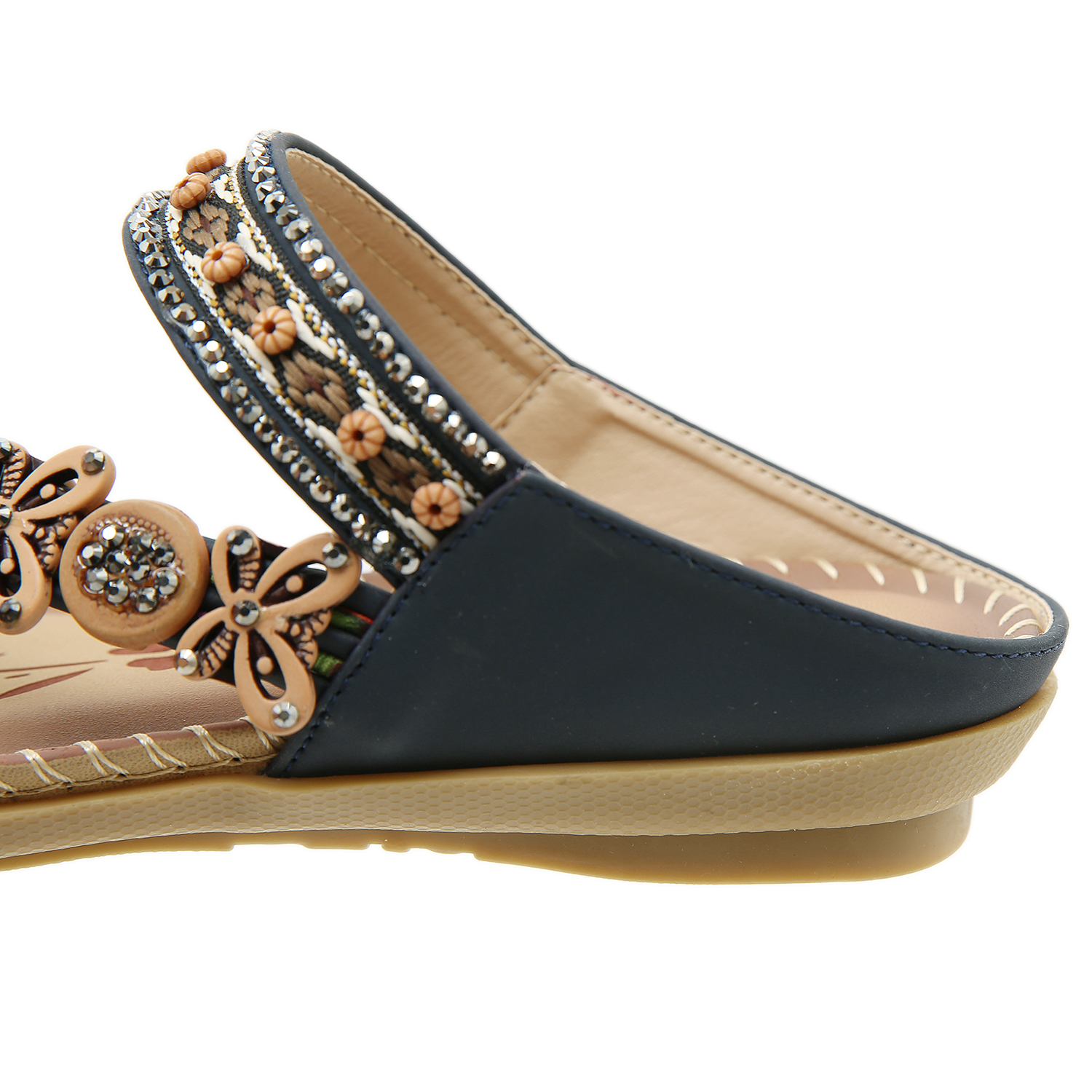 🌸🎉Hot Sale 50% OFF✨⏳Womens Sandals Flats Shoes: Comfortable Bohemian Beaded Dressy Flat Casual Ankle Strap Elastic Slip on Beach Sandal