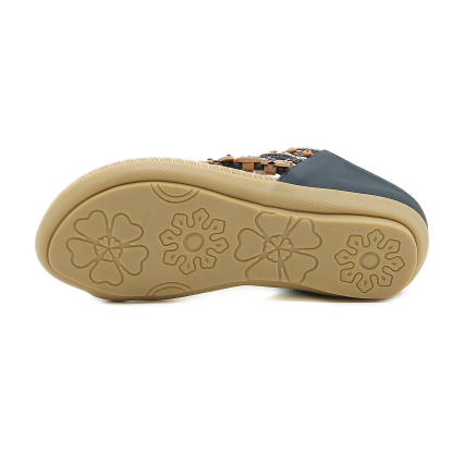 🌸🎉Hot Sale 50% OFF✨⏳Womens Sandals Flats Shoes: Comfortable Bohemian Beaded Dressy Flat Casual Ankle Strap Elastic Slip on Beach Sandal