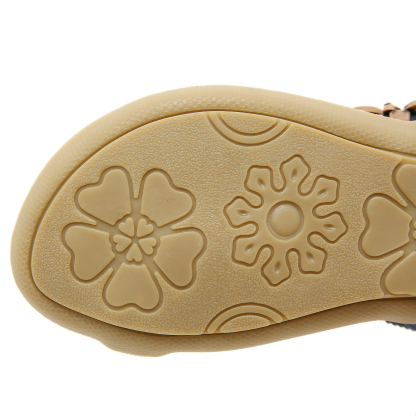 🌸🎉Hot Sale 50% OFF✨⏳Womens Sandals Flats Shoes: Comfortable Bohemian Beaded Dressy Flat Casual Ankle Strap Elastic Slip on Beach Sandal