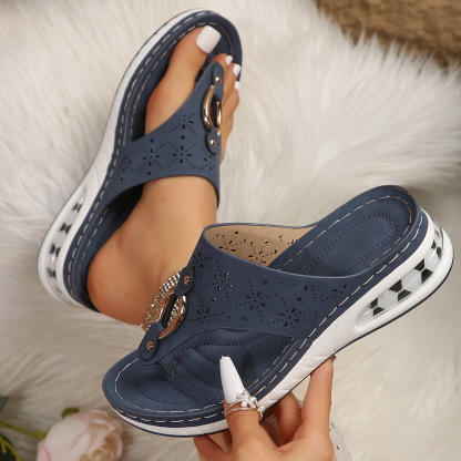 🌸🎉Hot Sale 50% OFF✨⏳Women's Air Cushion Flip Flop Casual Wedge Sandals Comfortable Lightweight Beach Slippers - Conforms To The Human Body And Reduces Foot Pressure