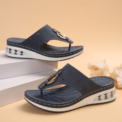 🌸🎉Hot Sale 50% OFF✨⏳Women's Air Cushion Flip Flop Casual Wedge Sandals Comfortable Lightweight Beach Slippers - Conforms To The Human Body And Reduces Foot Pressure