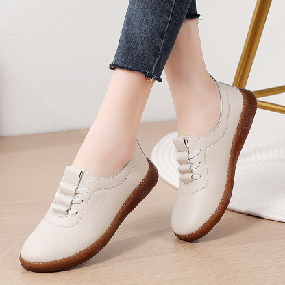 🚶‍♀️🥿50% OFF !!!✨Clearance!!✨Women's Daily Comfortable Non-slip Breathable Genuine Leather Slip-on Loafers - Proven Plantar Fasciitis, Foot and Heel Pain Relief