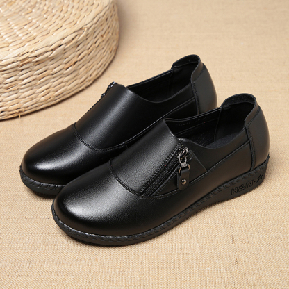 Comfort Women's Loafers & Slip-Ons Zipper Leather Loafers Work Shoes for Women 