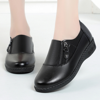 Comfort Women's Loafers & Slip-Ons Zipper Leather Loafers Work Shoes for Women 