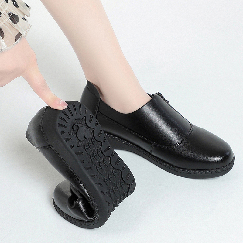 Comfort Women's Loafers & Slip-Ons Zipper Leather Loafers Work Shoes for Women 