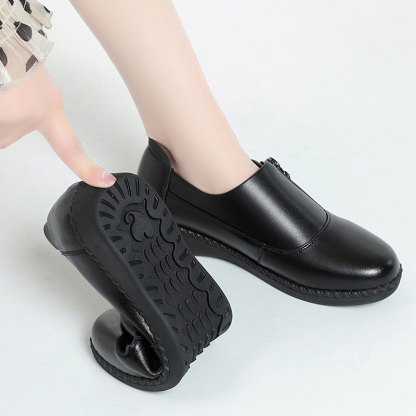 Comfort Women's Loafers & Slip-Ons Zipper Leather Loafers Work Shoes for Women 