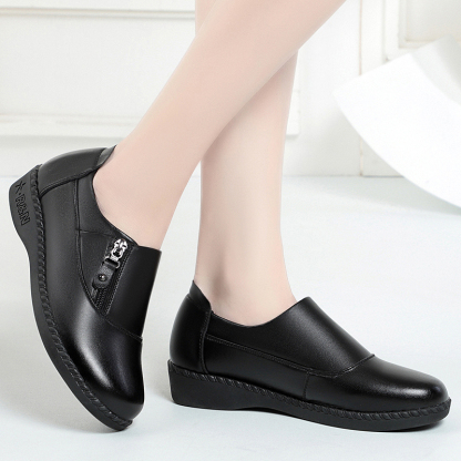 Comfort Women's Loafers & Slip-Ons Zipper Leather Loafers Work Shoes for Women 