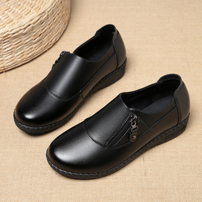 Comfort Women's Loafers & Slip-Ons Zipper Leather Loafers Work Shoes for Women 