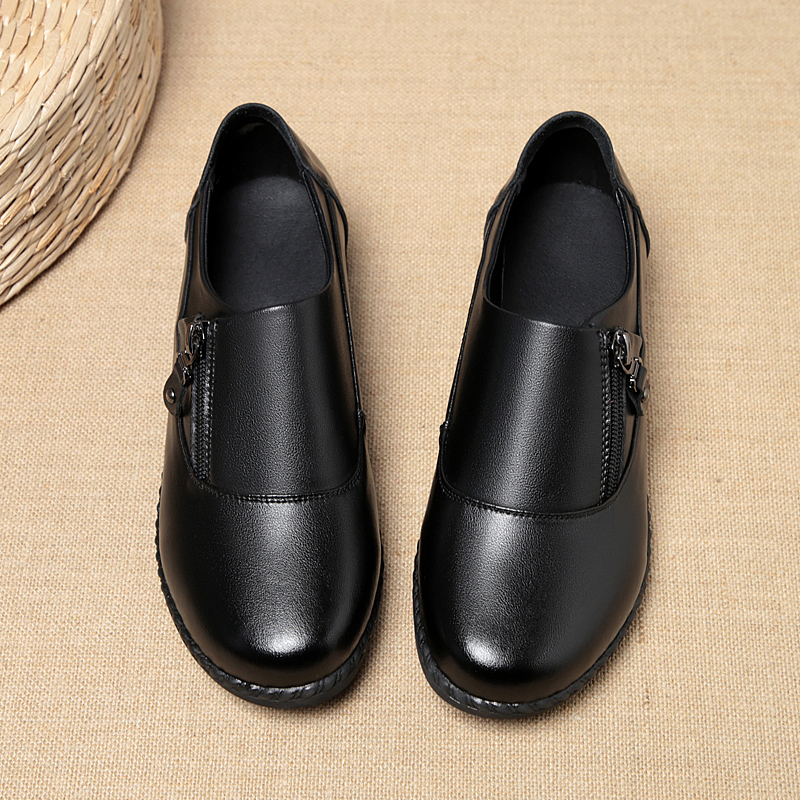 Comfort Women's Loafers & Slip-Ons Zipper Leather Loafers Work Shoes for Women 