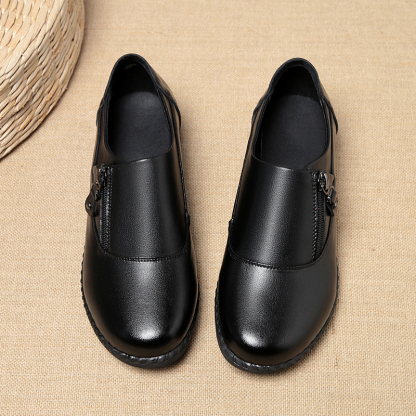 Comfort Women's Loafers & Slip-Ons Zipper Leather Loafers Work Shoes for Women 