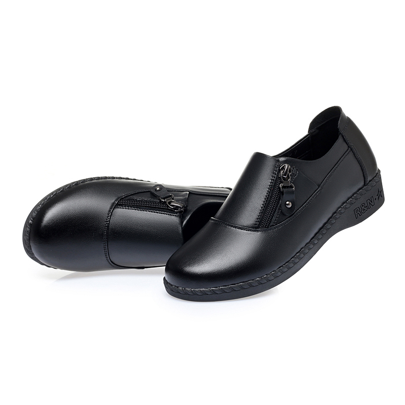 Comfort Women's Loafers & Slip-Ons Zipper Leather Loafers Work Shoes for Women 