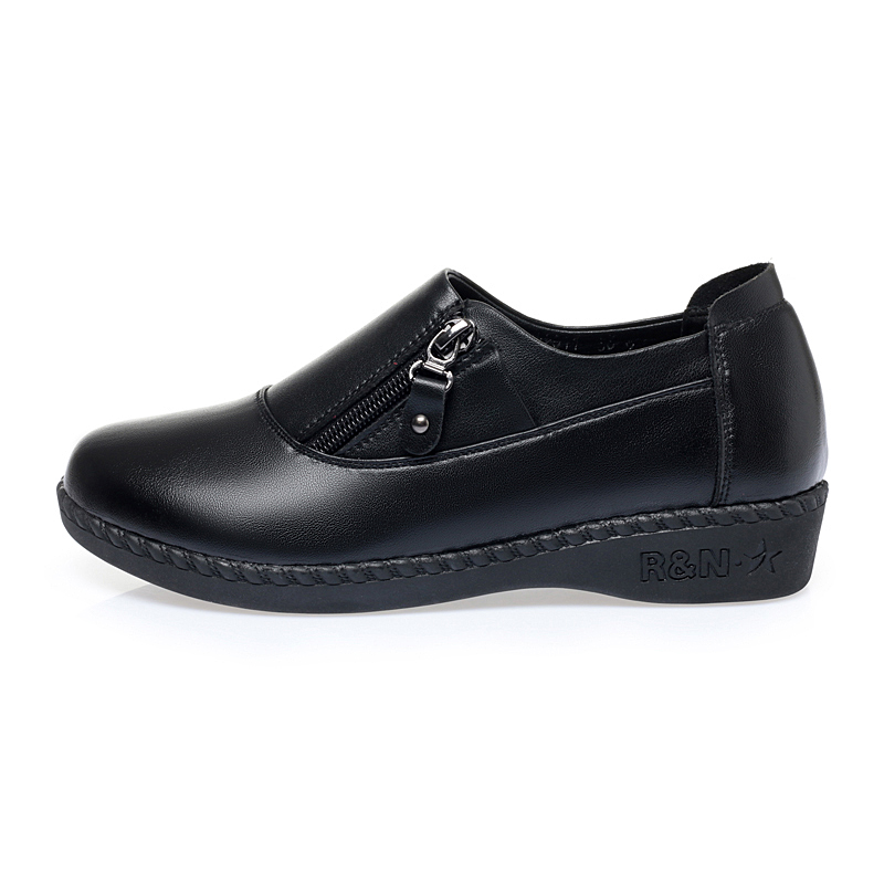 Comfort Women's Loafers & Slip-Ons Zipper Leather Loafers Work Shoes for Women 