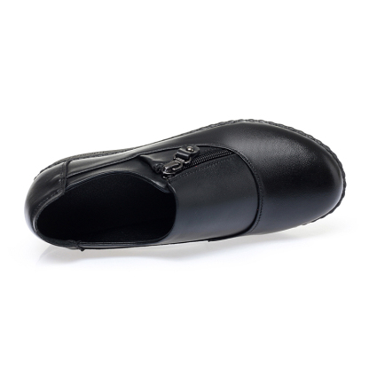 Comfort Women's Loafers & Slip-Ons Zipper Leather Loafers Work Shoes for Women 