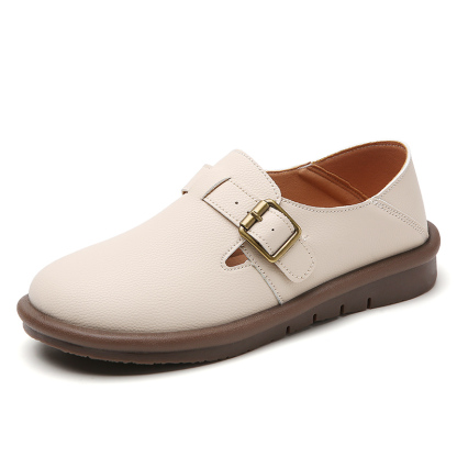 🔥Limited Time Offer 50% OFF🔥Women's Leather Round Toe Belt Buckle Soft Sole Loafers Fashion Casual Comfort Non-Slip Flats Casual Shoes - Proven Plantar Fasciitis, Foot and Heel Pain Relief