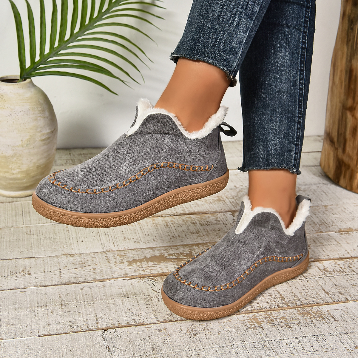 🔥Limited Time Offer 50% OFF🔥Ankle Boots for Women Fashion Winter Fall Warm Fur Lined Snow Booties Slip-On Shoes with Anti-slip Thick Sole Comfortable - Proven Plantar Fasciitis, Foot and Heel Pain Relief