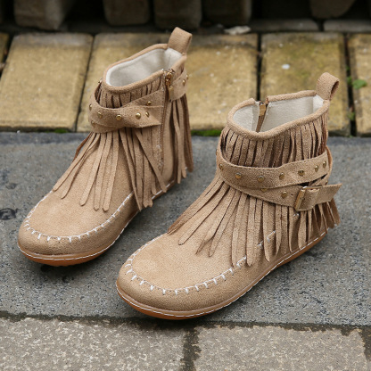 ⏰Promotion - 70% OFF🔥Women's Casual Tassel Faux Suede Round Toe Zipper Non-slip Boots - Proven Plantar Fasciitis, Foot and Heel Pain Relief