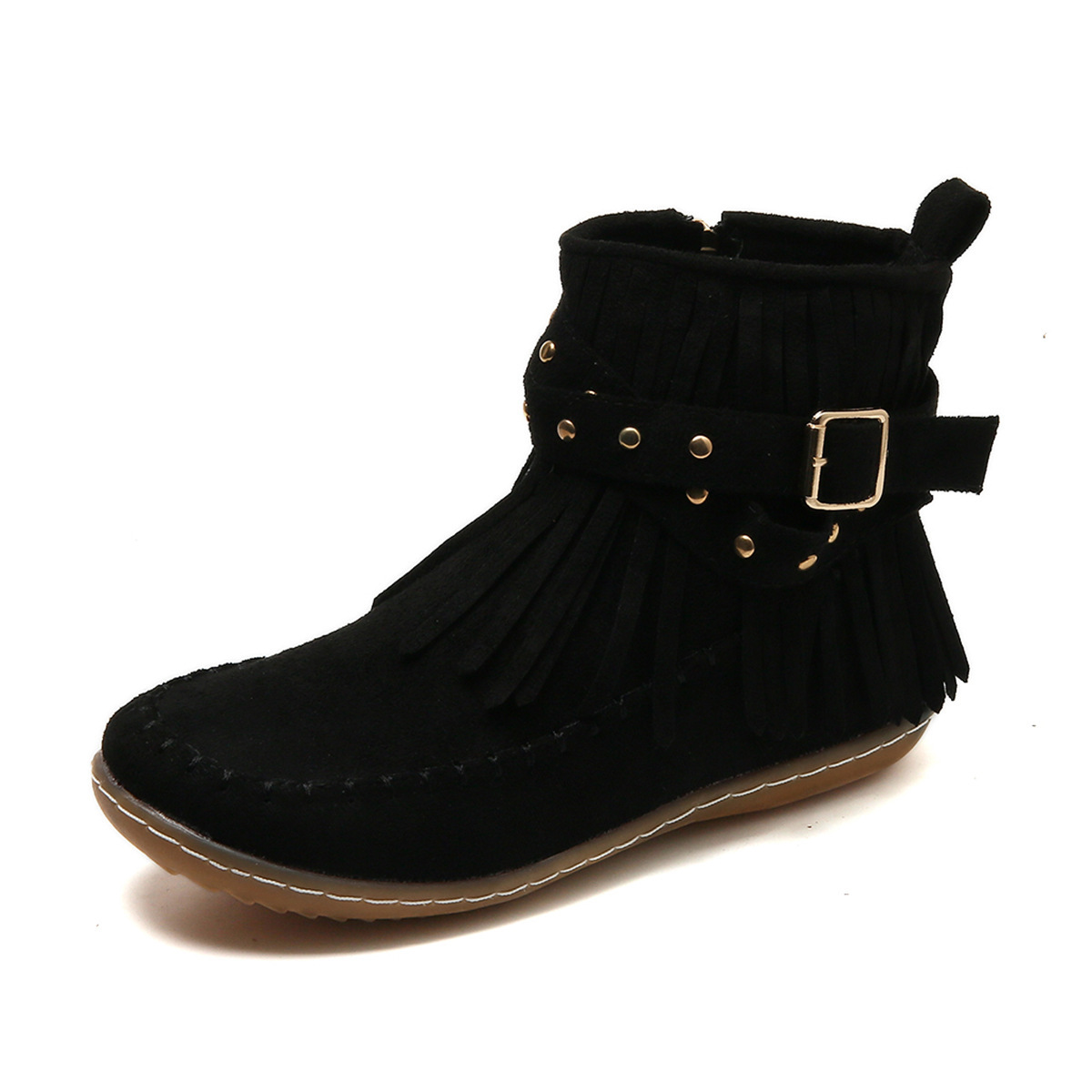 ⏰Promotion - 70% OFF🔥Women's Casual Tassel Faux Suede Round Toe Zipper Non-slip Boots - Proven Plantar Fasciitis, Foot and Heel Pain Relief
