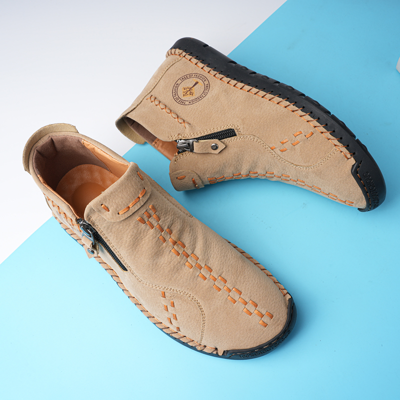 🔥Last Day Sale 70% OFF🔥 - ✨Womens Casual Leather Shoes Ankle Chukka Boots Slip On Lightweight Loafers Mid top Walking Driving Shoes