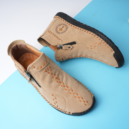 🔥Last Day Sale 70% OFF🔥 - ✨Womens Casual Leather Shoes Ankle Chukka Boots Slip On Lightweight Loafers Mid top Walking Driving Shoes