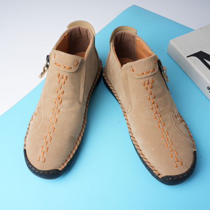 🔥Last Day Sale 70% OFF🔥 - ✨Womens Casual Leather Shoes Ankle Chukka Boots Slip On Lightweight Loafers Mid top Walking Driving Shoes
