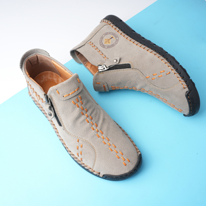 🔥Last Day Sale 70% OFF🔥 - ✨Womens Casual Leather Shoes Ankle Chukka Boots Slip On Lightweight Loafers Mid top Walking Driving Shoes