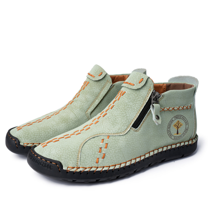 🔥Last Day Sale 70% OFF🔥 - ✨Womens Casual Leather Shoes Ankle Chukka Boots Slip On Lightweight Loafers Mid top Walking Driving Shoes