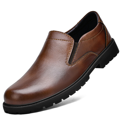 🔥On This Week Sale OFF 70%🔥Men's Classic 100% Genuine Leather Handcrafted Slip-On Shoes – Waterproof, Lightweight, Anti-Slip Sole