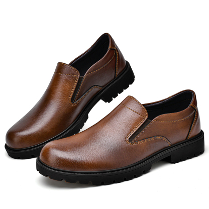 🔥On This Week Sale OFF 70%🔥Men's Classic 100% Genuine Leather Handcrafted Slip-On Shoes – Waterproof, Lightweight, Anti-Slip Sole