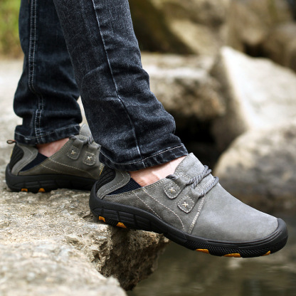 ⏰LIMITED SALE 70% OFF🔥Men's Genuine Leather Outdoor Wear Resistant Non-slip Hiking Shoes - For 20+ Mobility Disorders and Foot Conditions