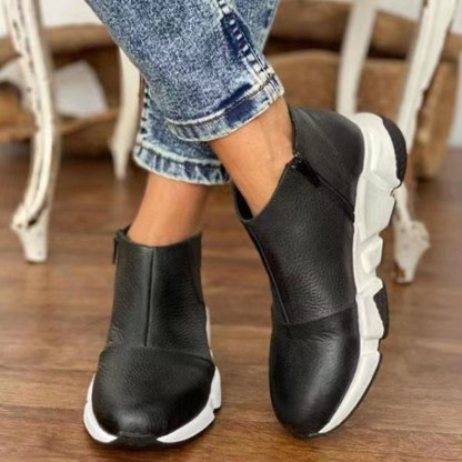 🎁Hot Sale 50% OFF⏳Women's Comfy Non Slip Leather Zip Up Ankle Boots - Proven Plantar Fasciitis, Foot and Heel Pain Relief