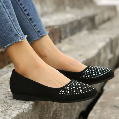 🔥Last Day 50% OFF ⏰Women's Flats Plus Size Flat Heel Round Toe Suede Loafer- Proven Plantar Fasciitis, Foot and Heel Pain Relief