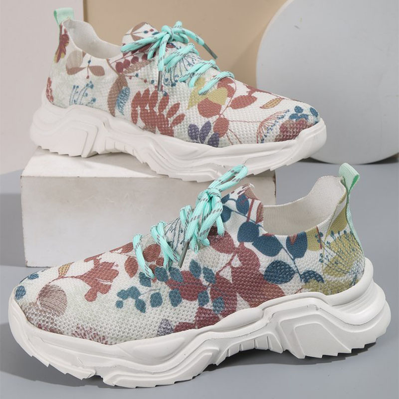 ⏰Promotion - 70% OFF🔥Floral Print Lace-up Breathable Orthopedic Sneakers - Proven Plantar Fasciitis, Foot and Heel Pain Relief