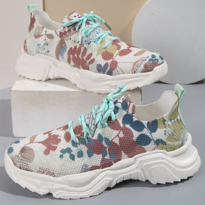 ⏰Promotion - 70% OFF🔥Floral Print Lace-up Breathable Orthopedic Sneakers - Proven Plantar Fasciitis, Foot and Heel Pain Relief