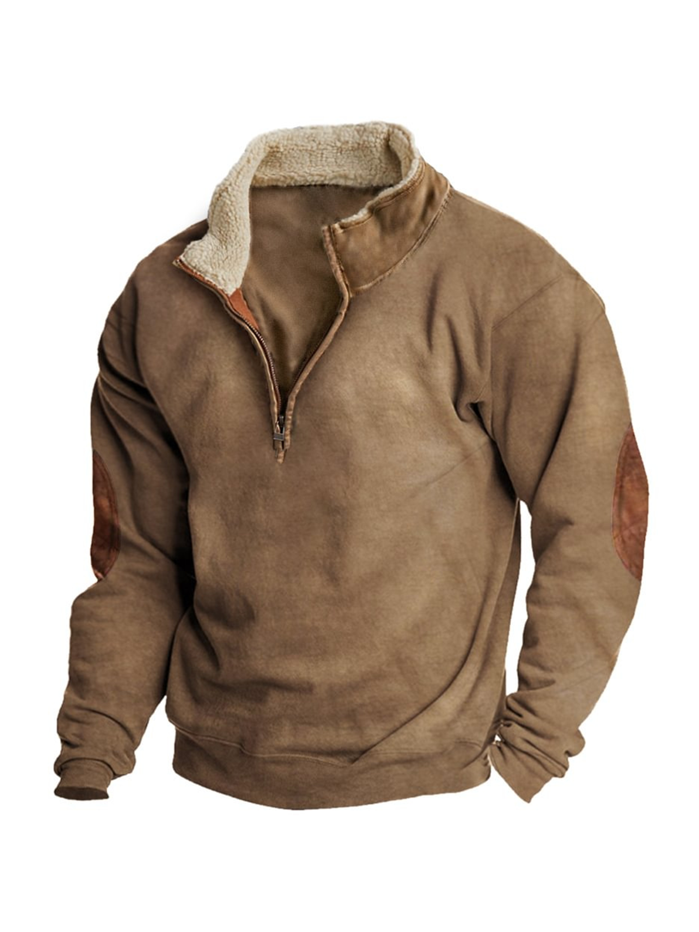 Men's Stand Collar Half Zip Crew Neck Sweatshirt
