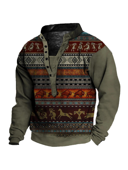 Herren Western Style Ethnisches Sweatshirt