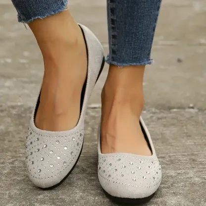 🔥Last Day 50% OFF ⏰Women's Flats Plus Size Flat Heel Round Toe Suede Loafer- Proven Plantar Fasciitis, Foot and Heel Pain Relief