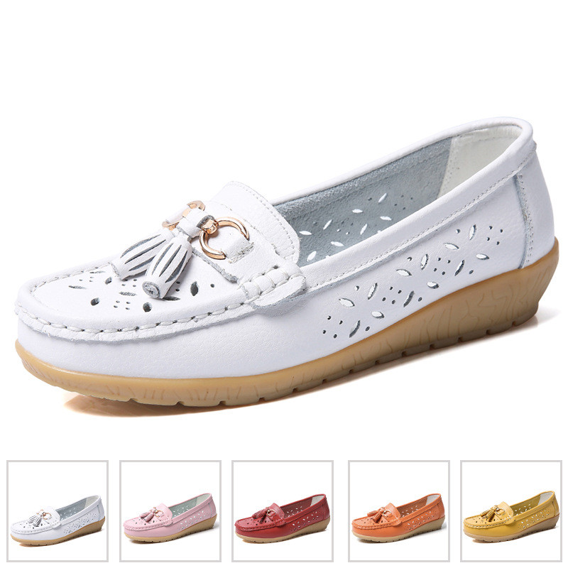Women's hollow soft leather breathable moccasins sandals
