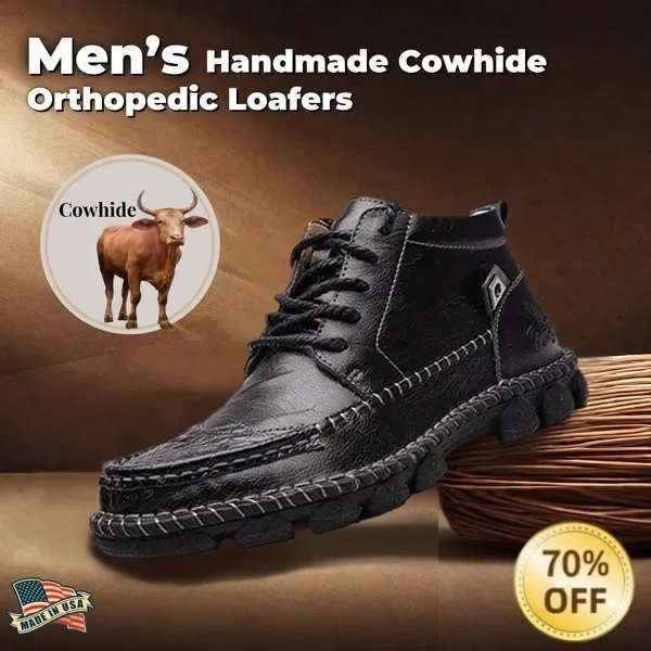 Men's Handcrafted Cowhide Leather Orthopedic Waterproof Ankle Boots