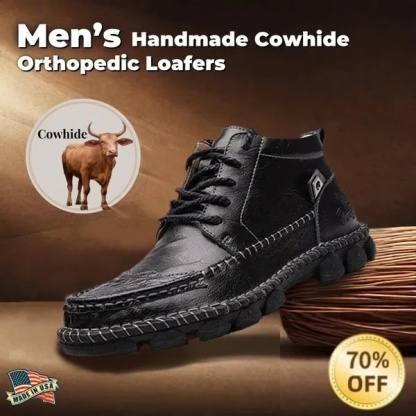 Men's Handcrafted Cowhide Leather Orthopedic Waterproof Ankle Boots