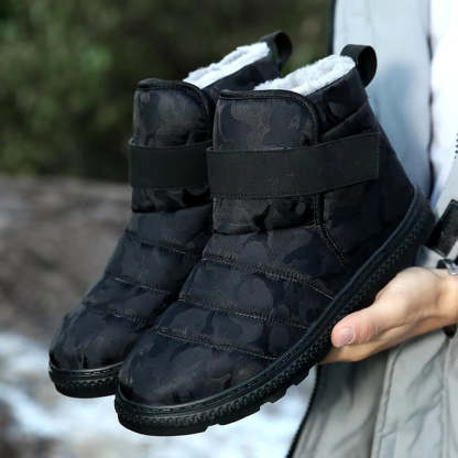 (⏰Limited Time 70% Discount Event) Men's 2024 Winter New Warm Waterproof Non-Slip Puncture-Resistant Velcro Slip-On Snow Boots Ankle Support Orthopedic Wide Toe Arch Support Cotton Shoes