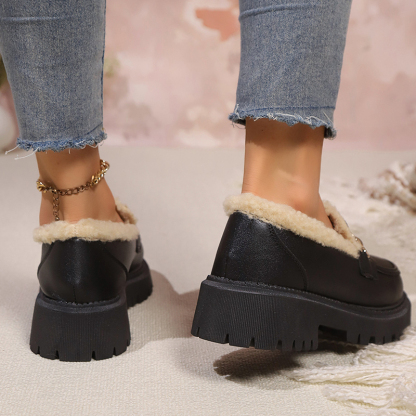 🔥Last Day Promotion 50% OFF⏰Women's Wool Lining Thick Sole Leather Loafers - Proven Plantar Fasciitis, Foot and Heel Pain Relief