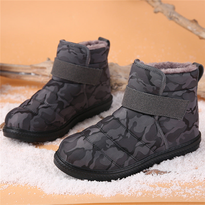 (⏰Limited Time 70% Discount Event) Men's 2024 Winter New Warm Waterproof Non-Slip Puncture-Resistant Velcro Slip-On Snow Boots Ankle Support Orthopedic Wide Toe Arch Support Cotton Shoes