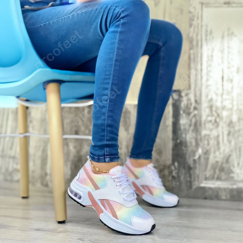🔥Last Day 70% OFF ⏰2025 Women's Colorful Thick Sole Air Cushion Orthopedic Sneakers - Proven Plantar Fasciitis, Foot and Heel Pain Relief