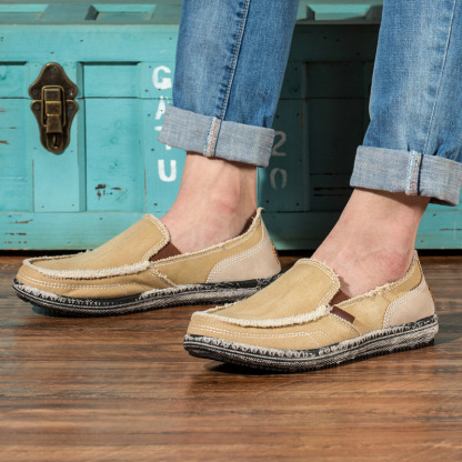 ⏰Promotion - 70% OFF🔥Men's  Canvas Slip on Loafers Leisure  Shoes - Proven Plantar Fasciitis, Foot and Heel Pain Relief