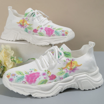 ⏰Promotion - 70% OFF🔥Floral Print Lace-up Breathable Orthopedic Sneakers - Proven Plantar Fasciitis, Foot and Heel Pain Relief