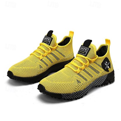 ⏰LIMITED SALE 70% OFF🔥Men's Yellow Athletic Sneakers - Breathable Mesh Lace-Up Running Shoes for Training & Casual Sports