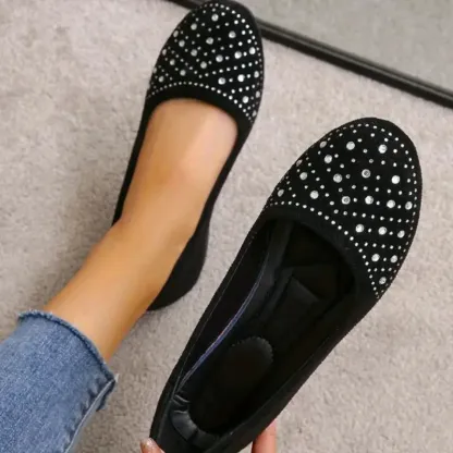 🔥Last Day 50% OFF ⏰Women's Flats Plus Size Flat Heel Round Toe Suede Loafer- Proven Plantar Fasciitis, Foot and Heel Pain Relief